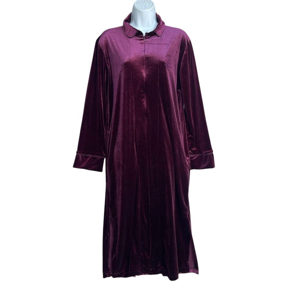 Lauren Ralph Lauren Velvet Long Robe in Plum